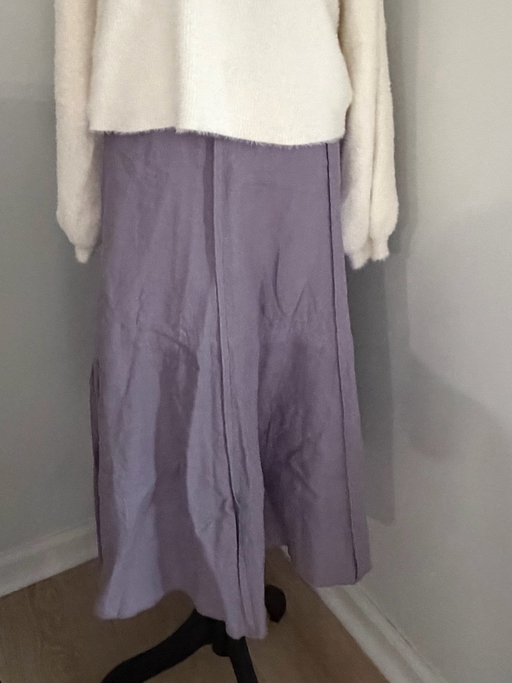 J. Jill 100% Linen A-Line Maxi Skirt Women's 16 Gray Lavender Flowy Coastal